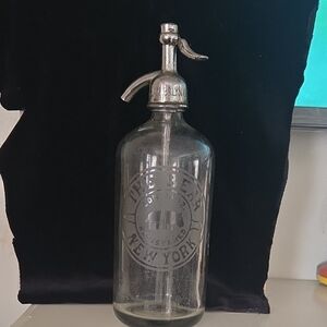 Antique Classic Glass Seltzer Bottle with Silver Top